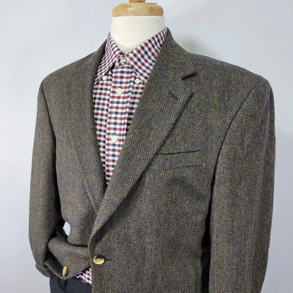 Nautica Men's Tweed Sport Coat Blazer Two Button Herringbone Wool Sz‎ 40L
